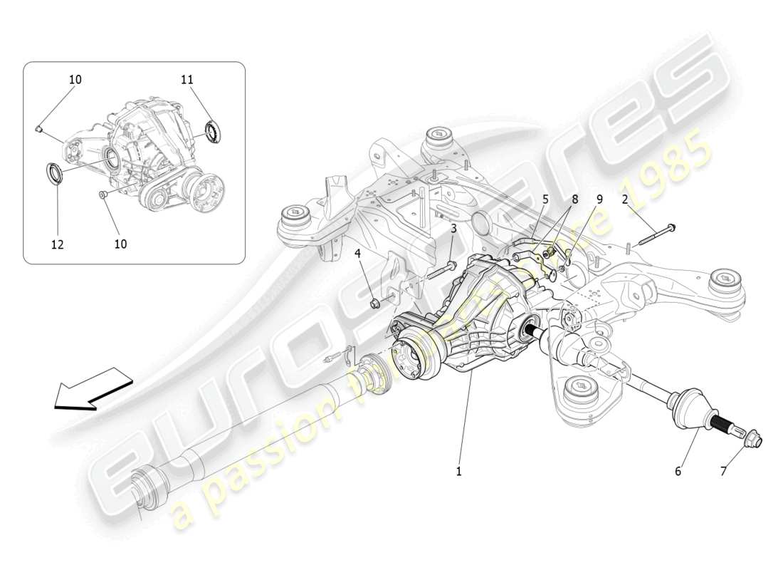 maserati levante tributo (2021) differential and rear axle shafts part diagram