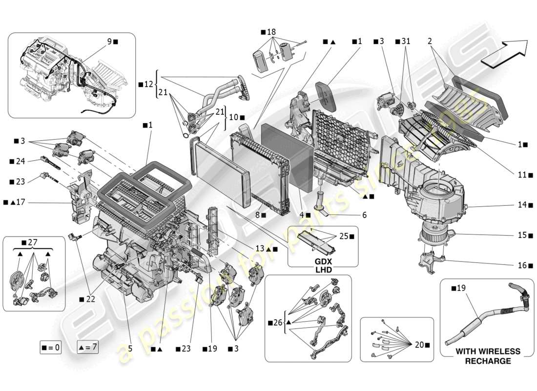 maserati grecale gt (2023) a/c unit: dashboard devices part diagram