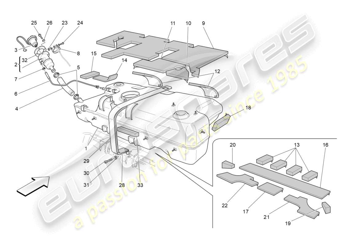 maserati grancabrio mc (2013) fuel tank part diagram