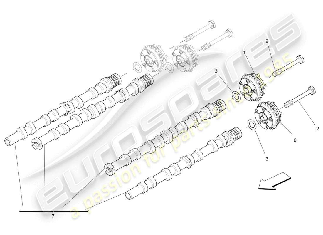 maserati levante modena s (2022) lh cylinder head camshafts part diagram