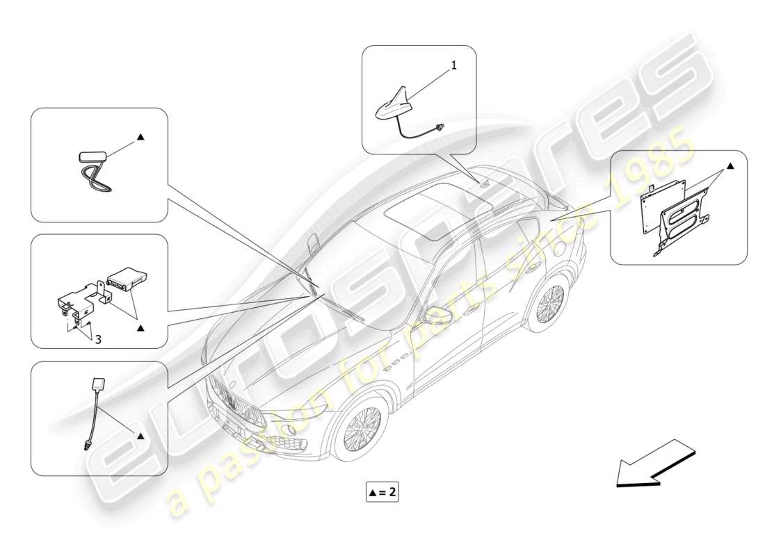 maserati levante gts (2020) reception and connection system part diagram