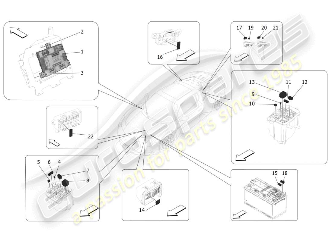 maserati mc20 (2023) relays, fuses and boxes part diagram