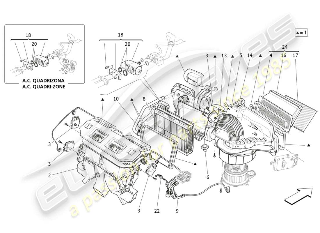 maserati levante (2017) a/c unit: dashboard devices parts diagram