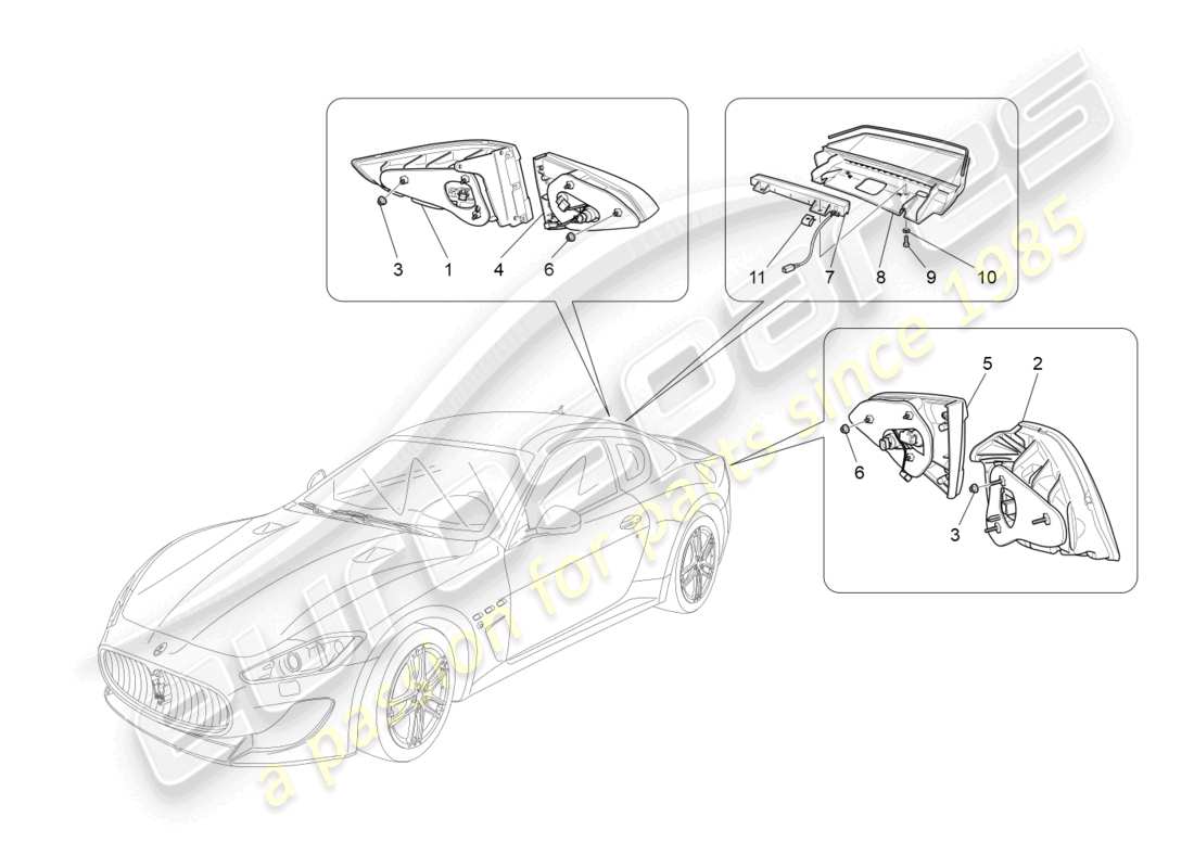 maserati granturismo mc stradale (2012) taillight clusters part diagram