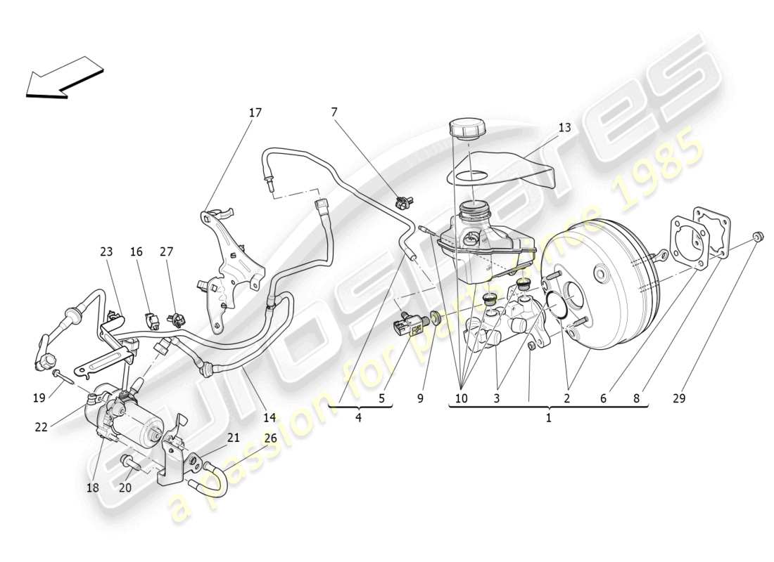 maserati levante gt (2022) brake servo system part diagram