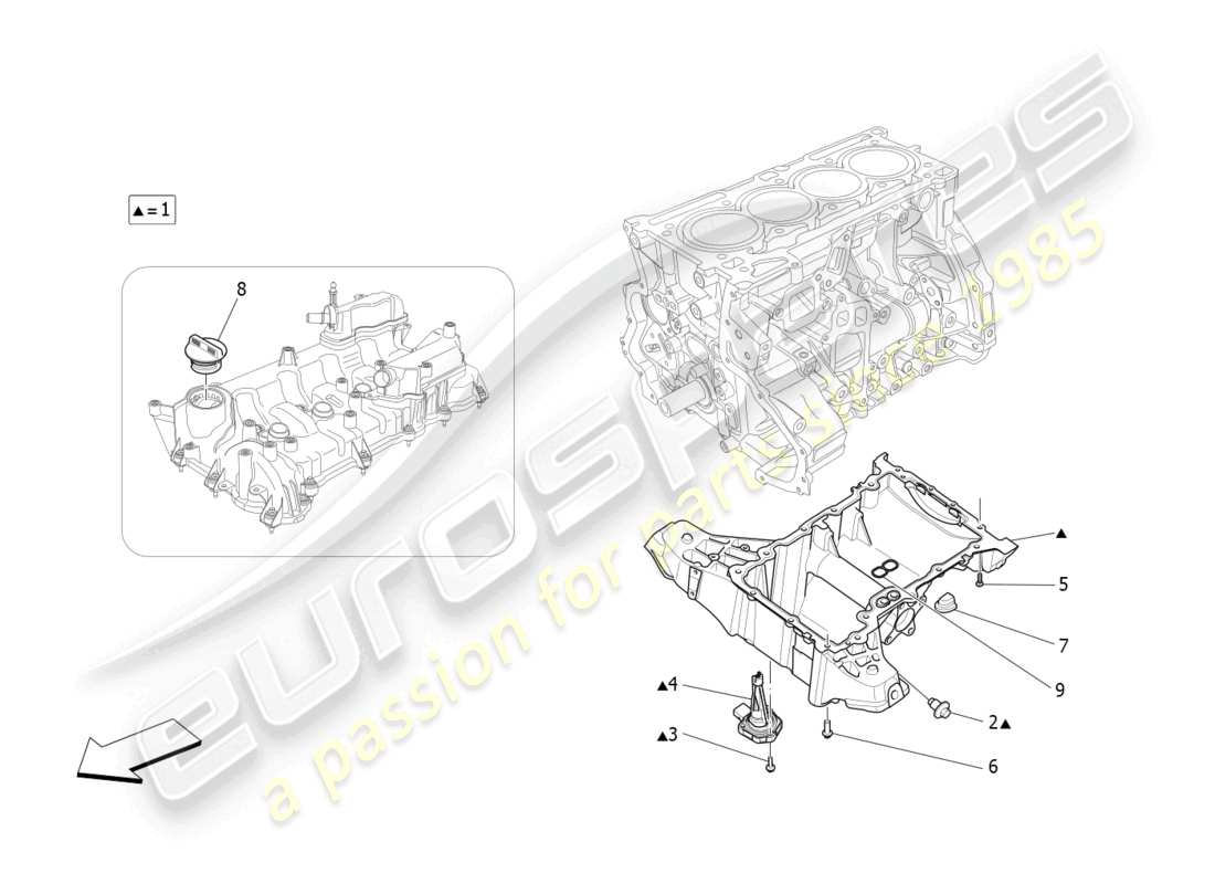 maserati levante gt (2022) lubrication system: circuit and collection part diagram