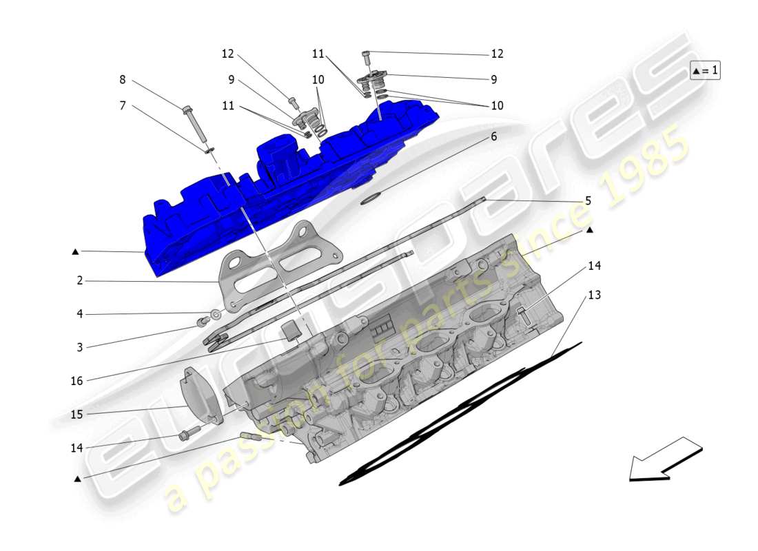 maserati mc20 (2022) rh cylinder head part diagram