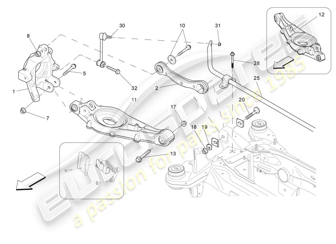 maserati levante (2018) rear suspension part diagram