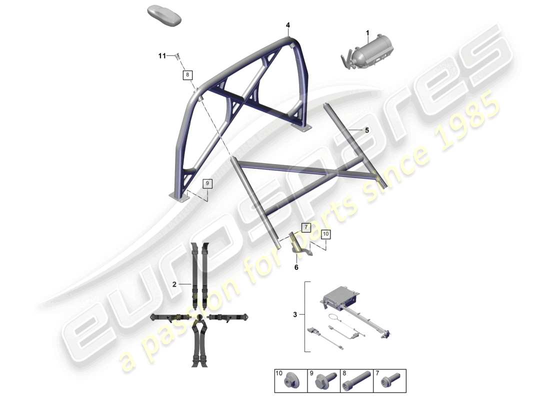 porsche 992 gt3/rs/st (2021 - 9j1) accessories club sport club sport part diagram