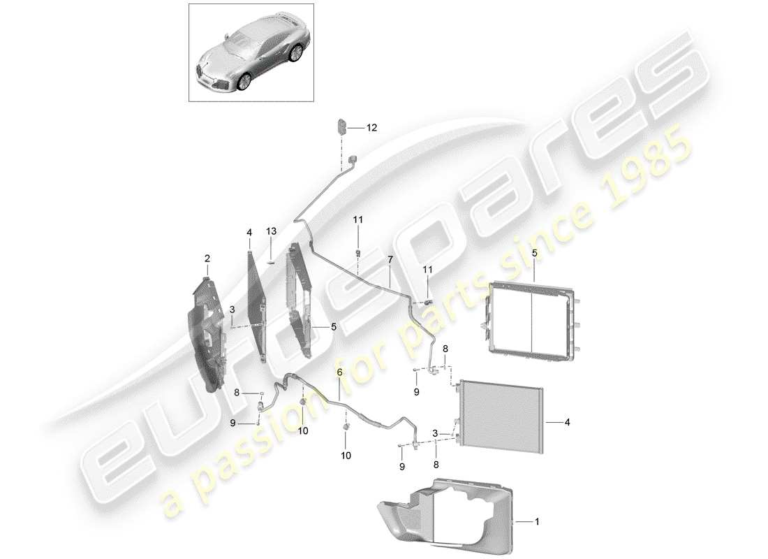 porsche 991 turbo (2018) refrigerant circuit part diagram