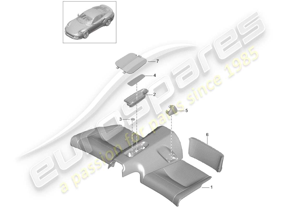 porsche 991 turbo (2018) back seat cushion part diagram