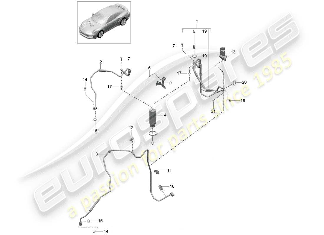 porsche 991 turbo (2018) air conditioner part diagram