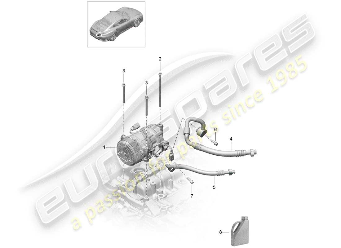 porsche 991 turbo (2018) compressor part diagram