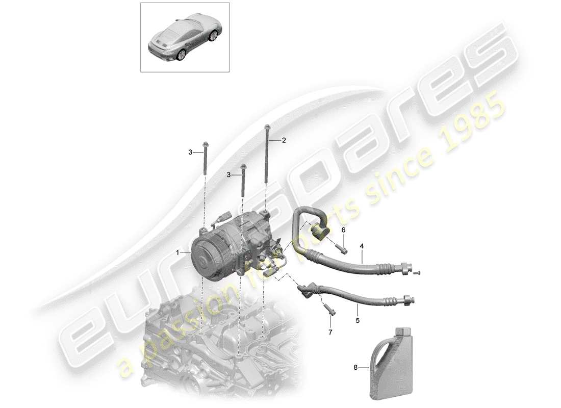 porsche 991 turbo (2018) compressor part diagram