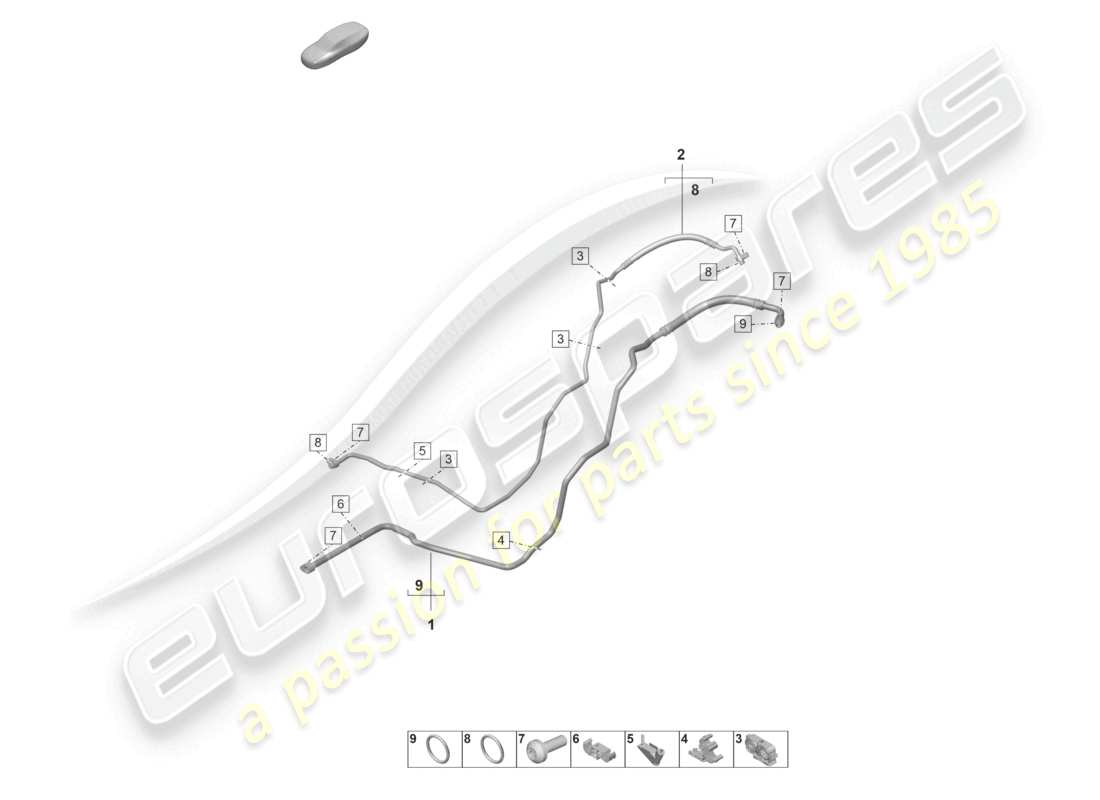 porsche 992 gt3/rs/st (2021 - 9j1) air conditioning rear refrigerant line part diagram