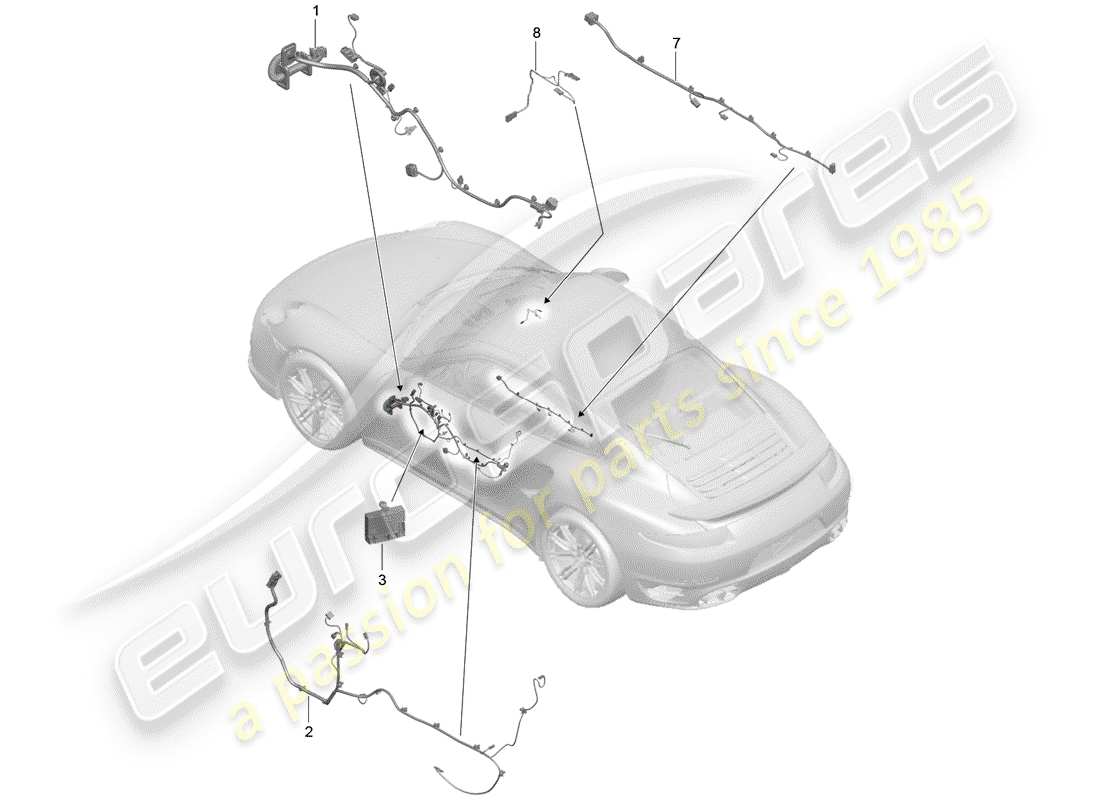 porsche 991 turbo (2018) wiring harnesses part diagram