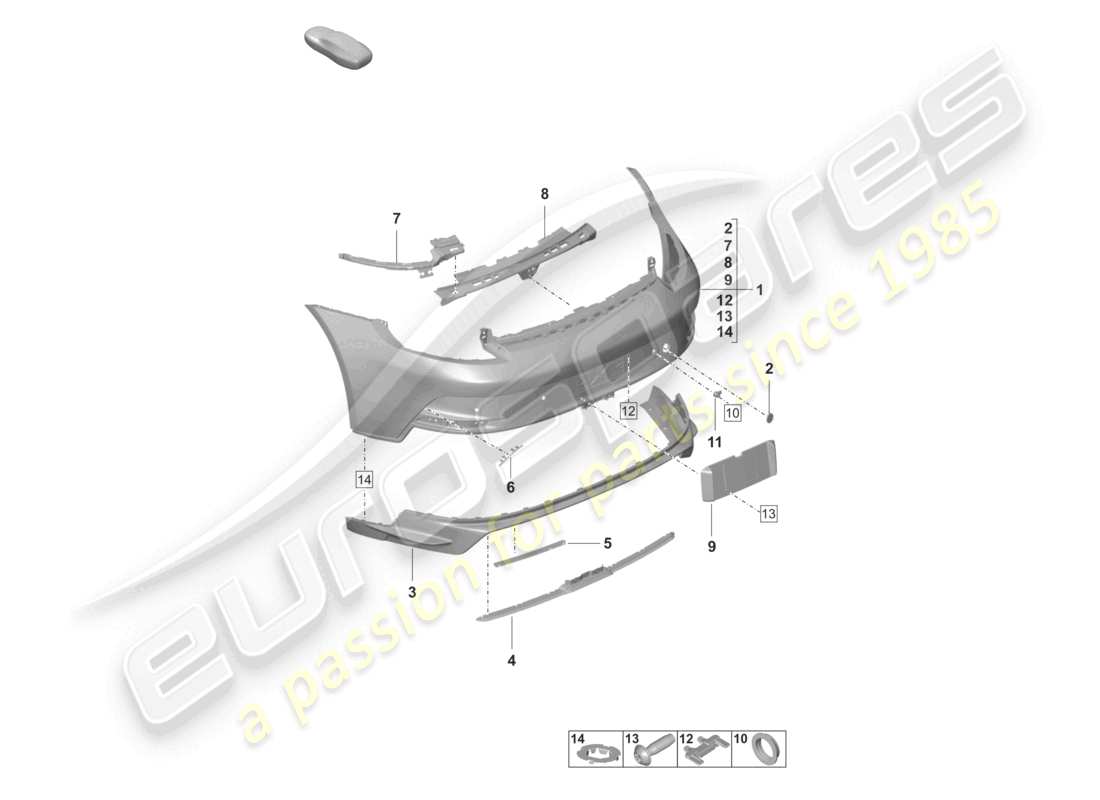 porsche 992 gt3/rs/st (2021 - 9j1) bumper rear gt3 part diagram