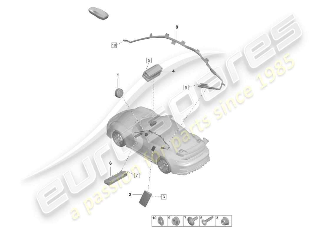 porsche 992 gt3/rs/st (2021 - 9j1) airbag part diagram