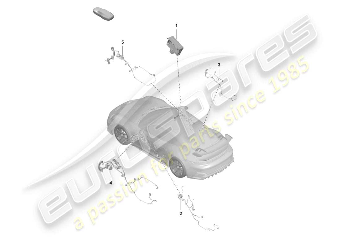 porsche 992 gt3/rs/st (2021 - 9j1) doors control units wiring looms part diagram