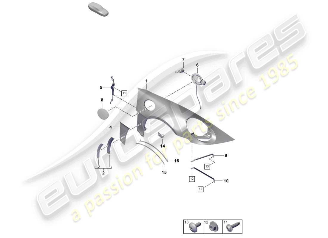 porsche 992 gt3/rs/st (2021 - 9j1) wing part diagram