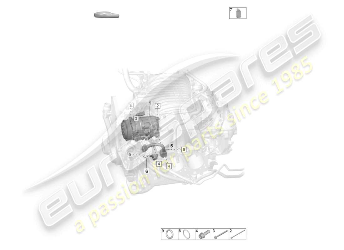 porsche 992 gt3/rs/st (2021 - 9j1) a/c compressor kaeltemittel r134a part diagram