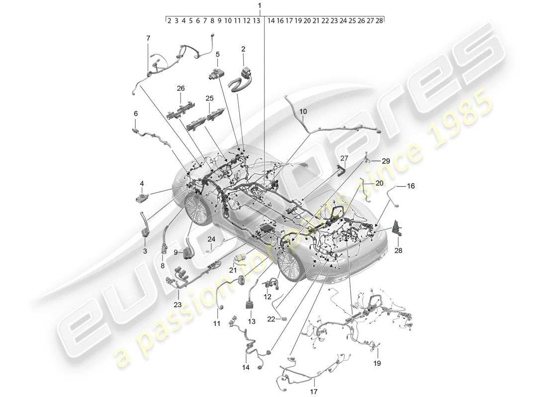 porsche 991 turbo (2018) wiring harnesses part diagram