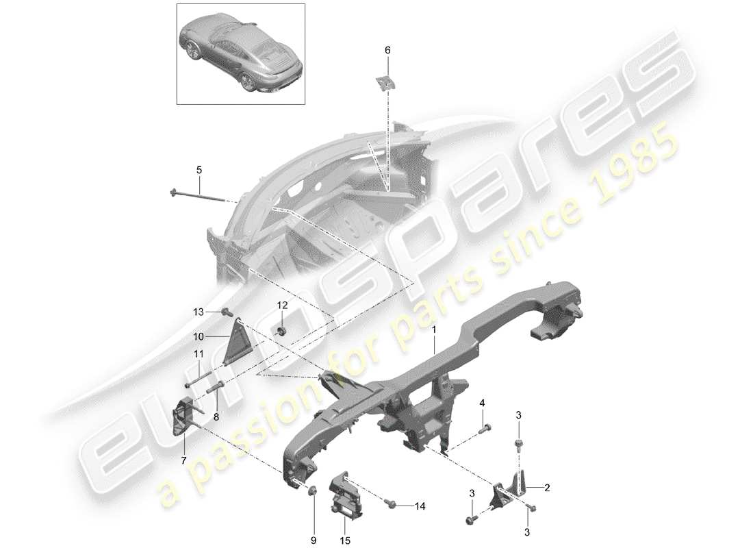 porsche 991 turbo (2018) retaining frame part diagram