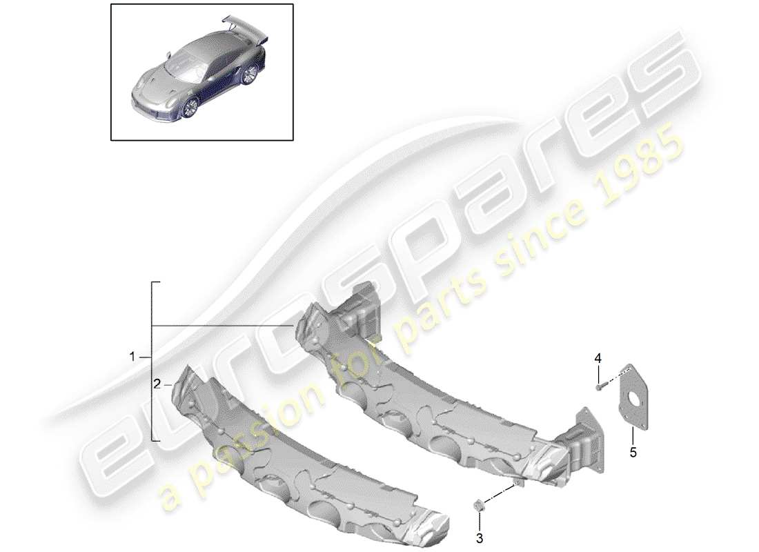 porsche 991 turbo (2018) bumper bracket part diagram