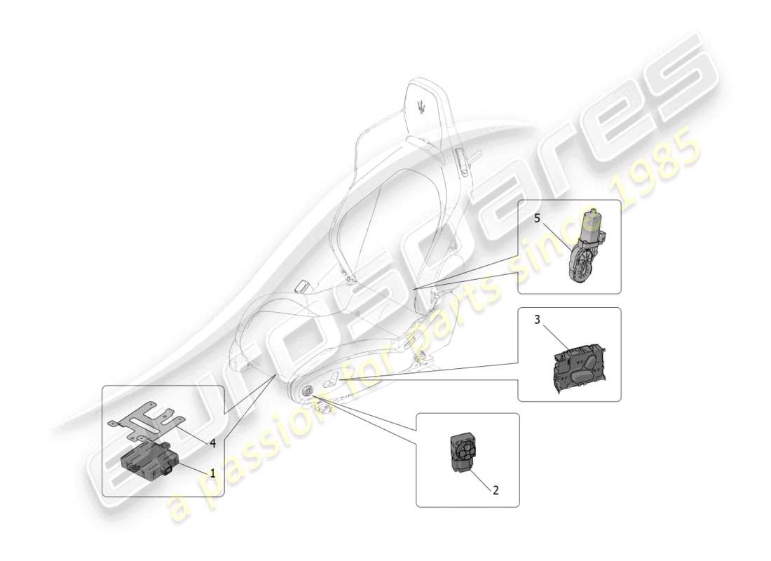 maserati mc20 cielo (2023) seats: mechanics and electronics part diagram