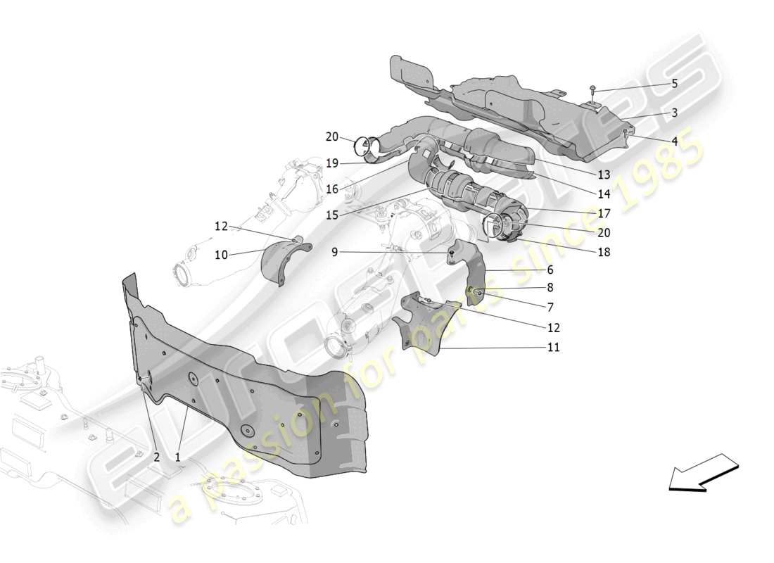 maserati mc20 cielo (2023) thermal insulating panels part diagram