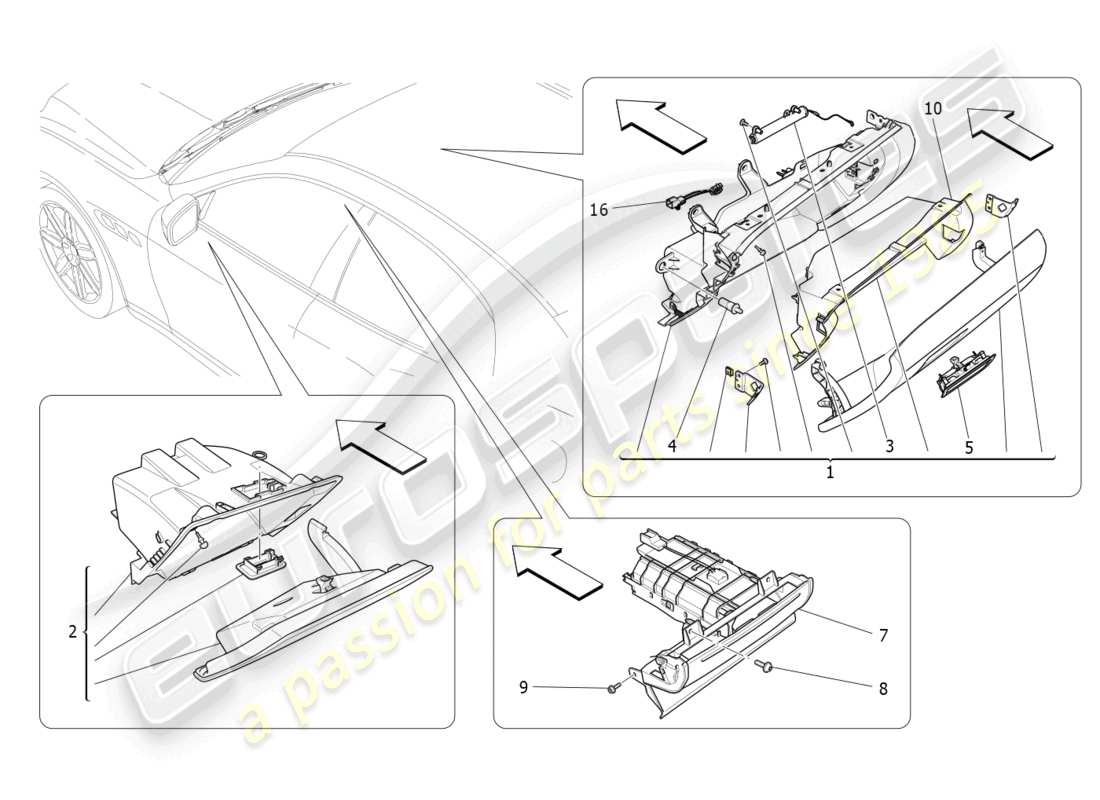 maserati ghibli fragment (2022) glove compartments part diagram