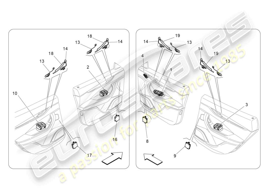 maserati levante (2020) door devices part diagram