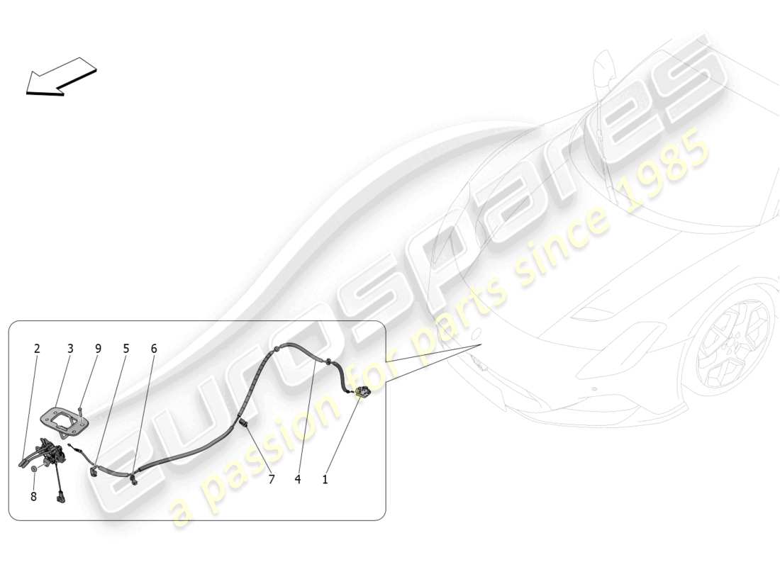 maserati mc20 cielo (2023) front lid opening button part diagram