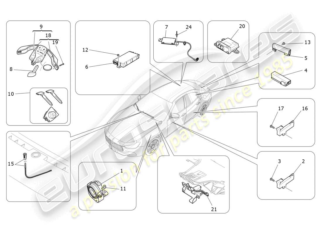 maserati ghibli fragment (2022) alarm and immobilizer system part diagram