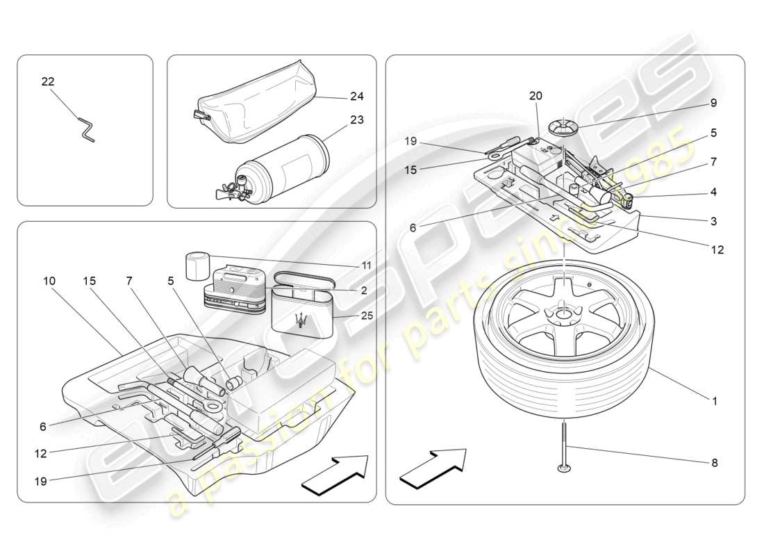 maserati quattroporte (2018) standard provided part diagram