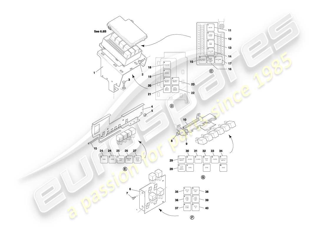 aston martin db7 vantage (2004) relays, to vin 300555 part diagram