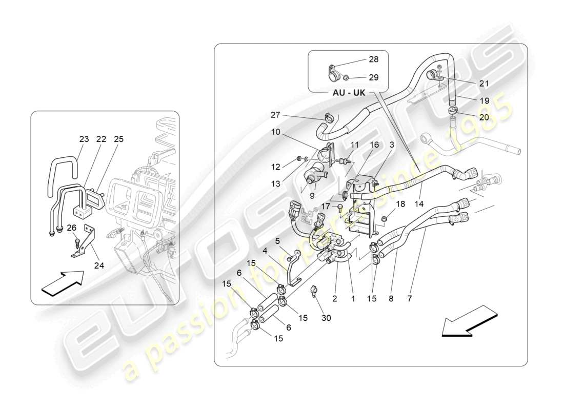 maserati grancabrio mc (2013) a/c unit: engine compartment devices part diagram