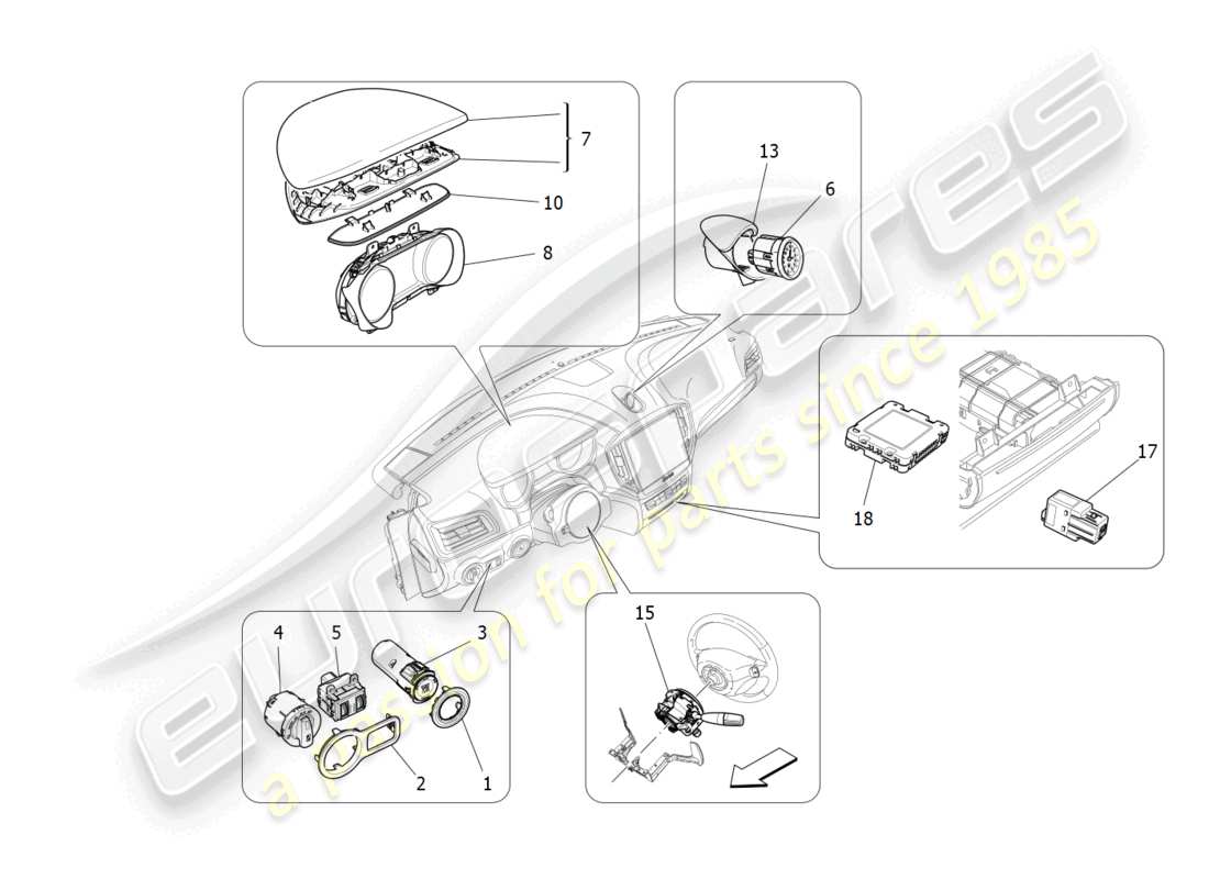 maserati ghibli fragment (2022) dashboard devices part diagram