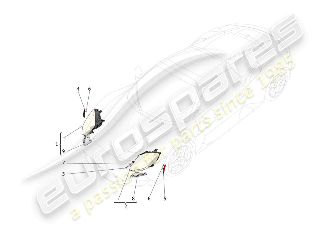 maserati mc20 cielo (2023) headlight clusters part diagram