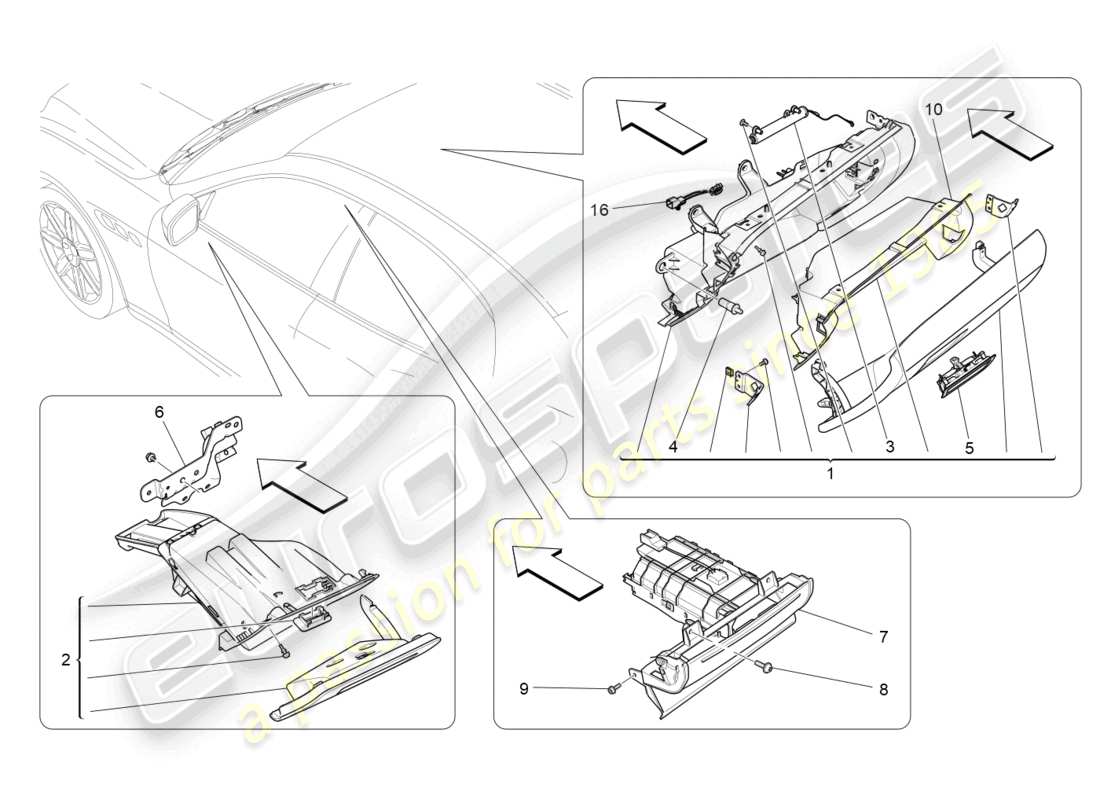 maserati ghibli (2017) glove compartments part diagram