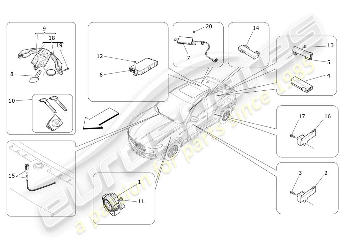 maserati levante (2017) alarm and immobilizer system part diagram