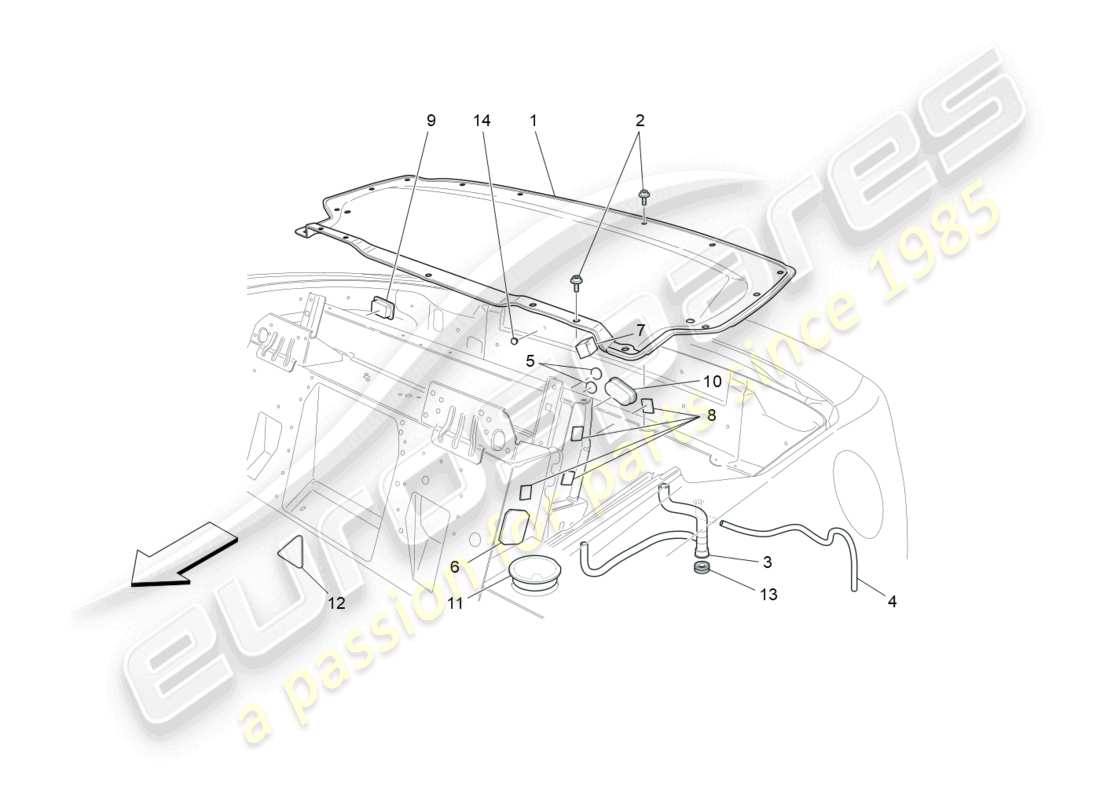 maserati grancabrio mc (2013) electrical capote: top housing part diagram