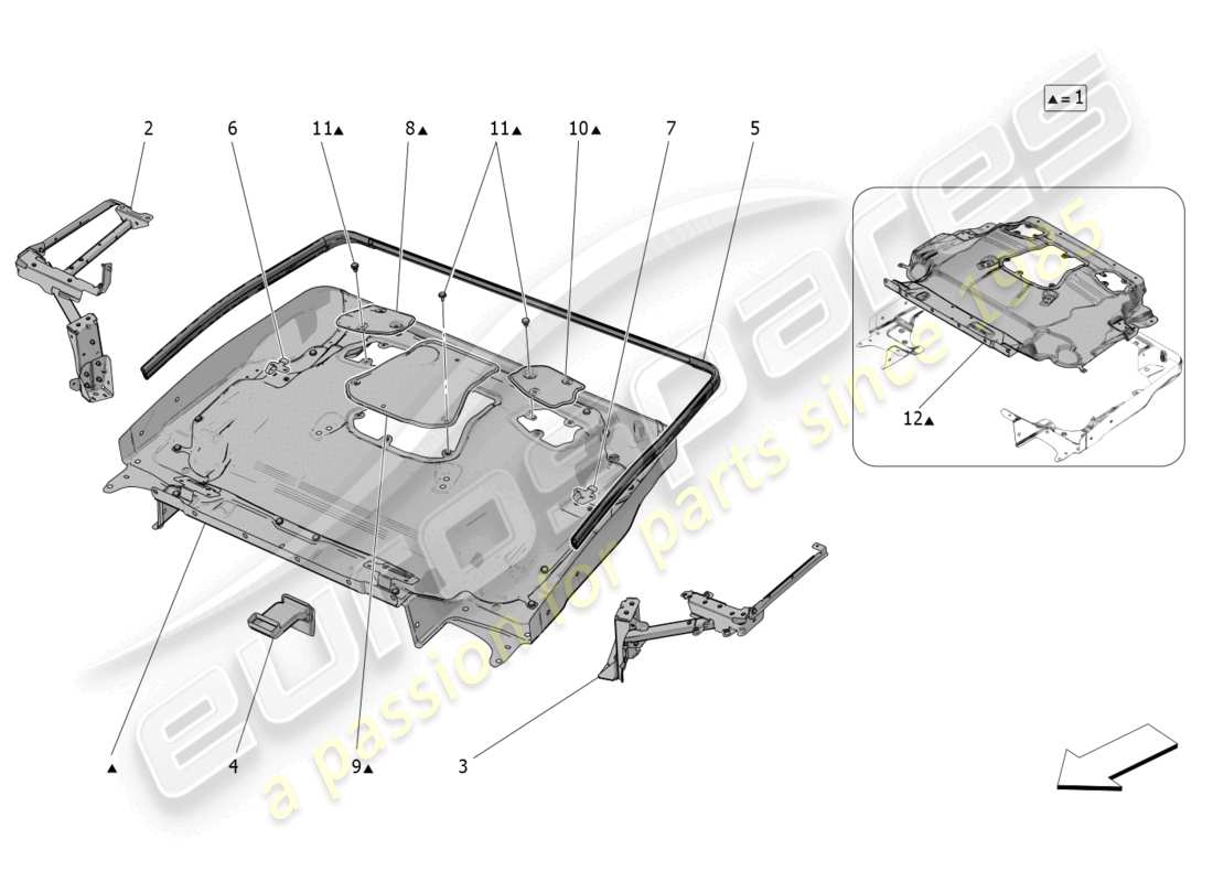 maserati mc20 cielo (2023) electrical capote: top housing part diagram