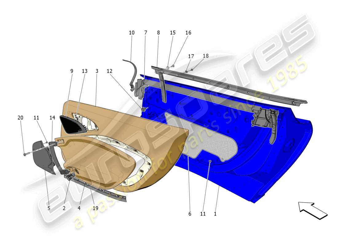 maserati mc20 cielo (2023) doors: trim panels part diagram