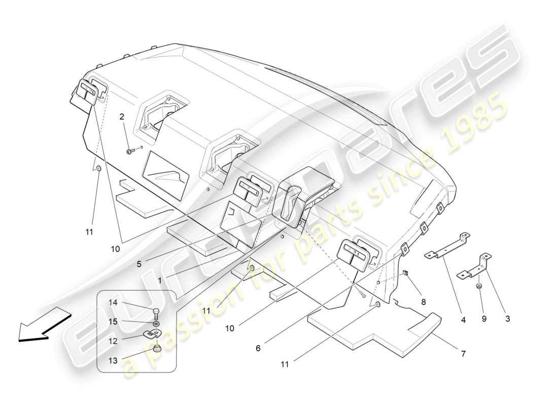 maserati quattroporte (2018) rear parcel shelf part diagram