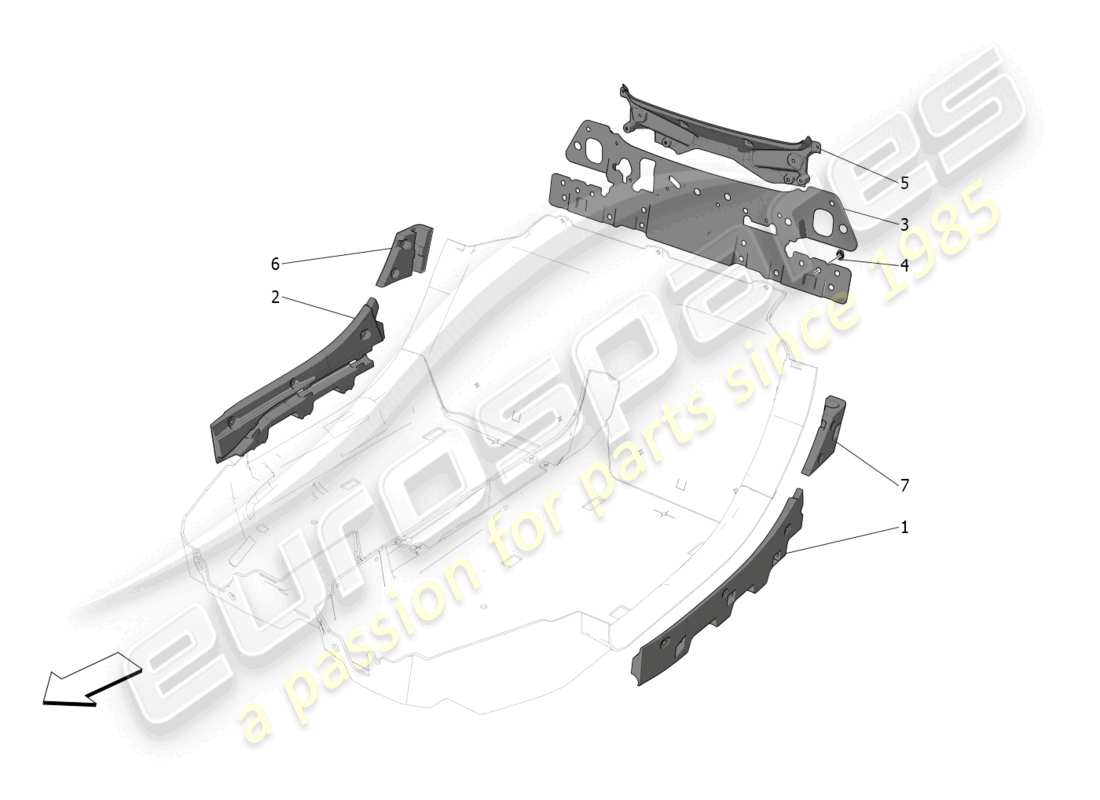 maserati mc20 (2023) sound-proofing panels inside the vehicle part diagram