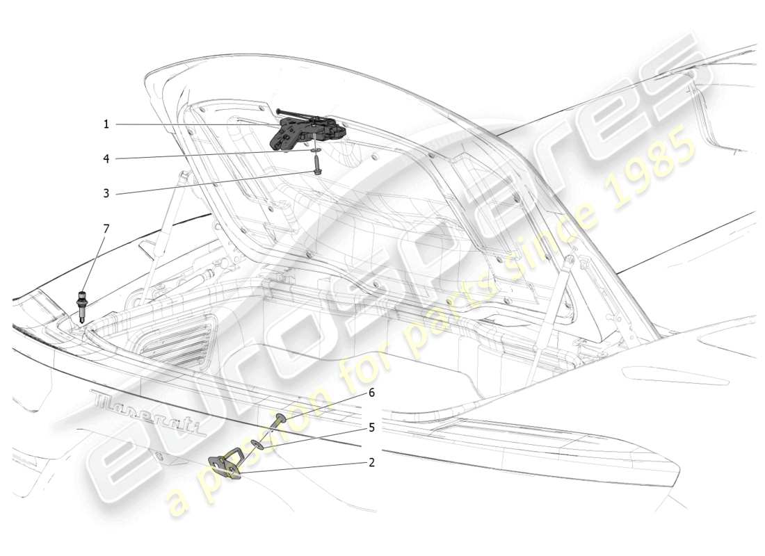 maserati mc20 cielo (2023) rear lid opening control part diagram