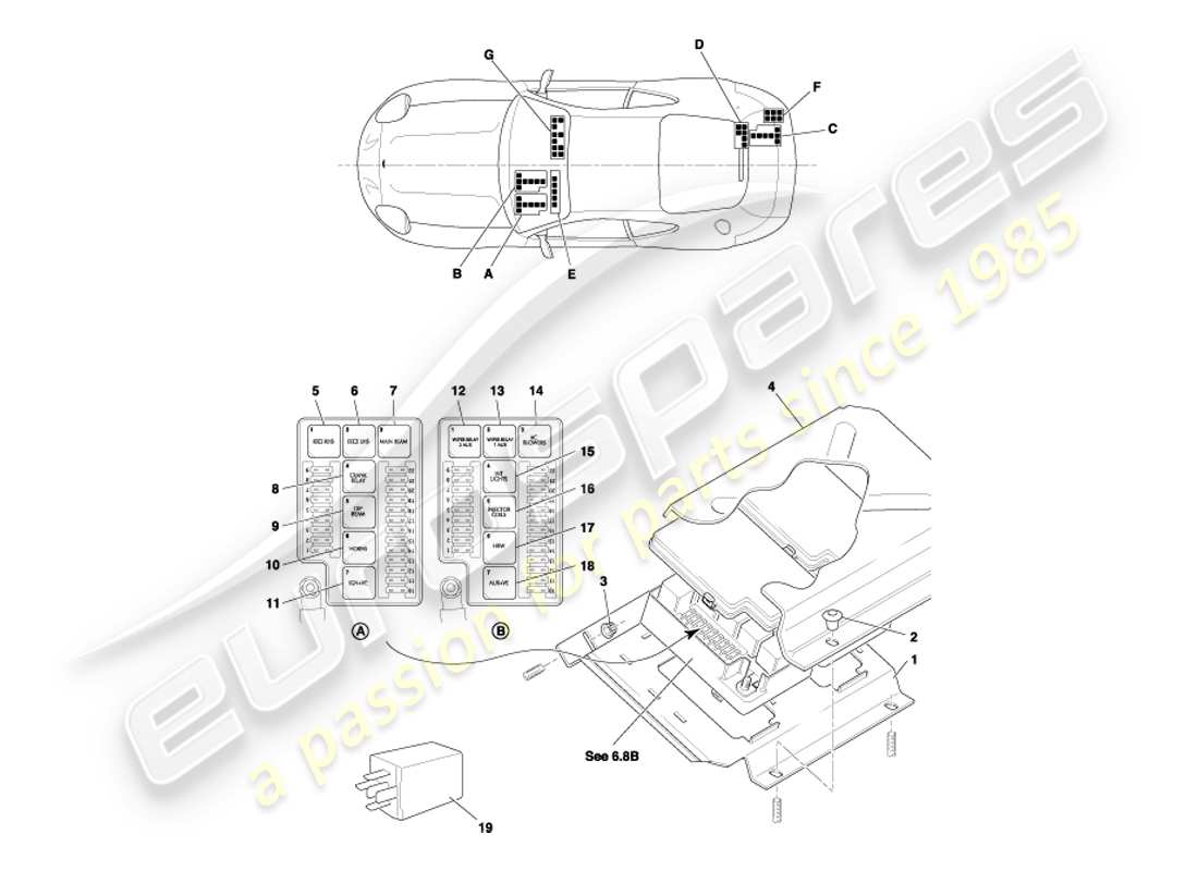 aston martin db7 vantage (2004) relays, vin 300556 on part diagram