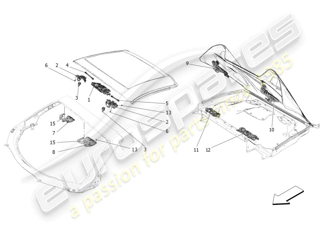 maserati mc20 cielo (2023) electrical capote: closings and microswitches part diagram