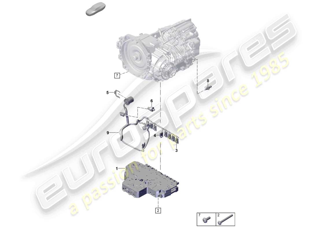 porsche 992 gt3/rs/st (2021 - 9j1) 7-speed dual clutch gearbox - pdk - sensors part diagram